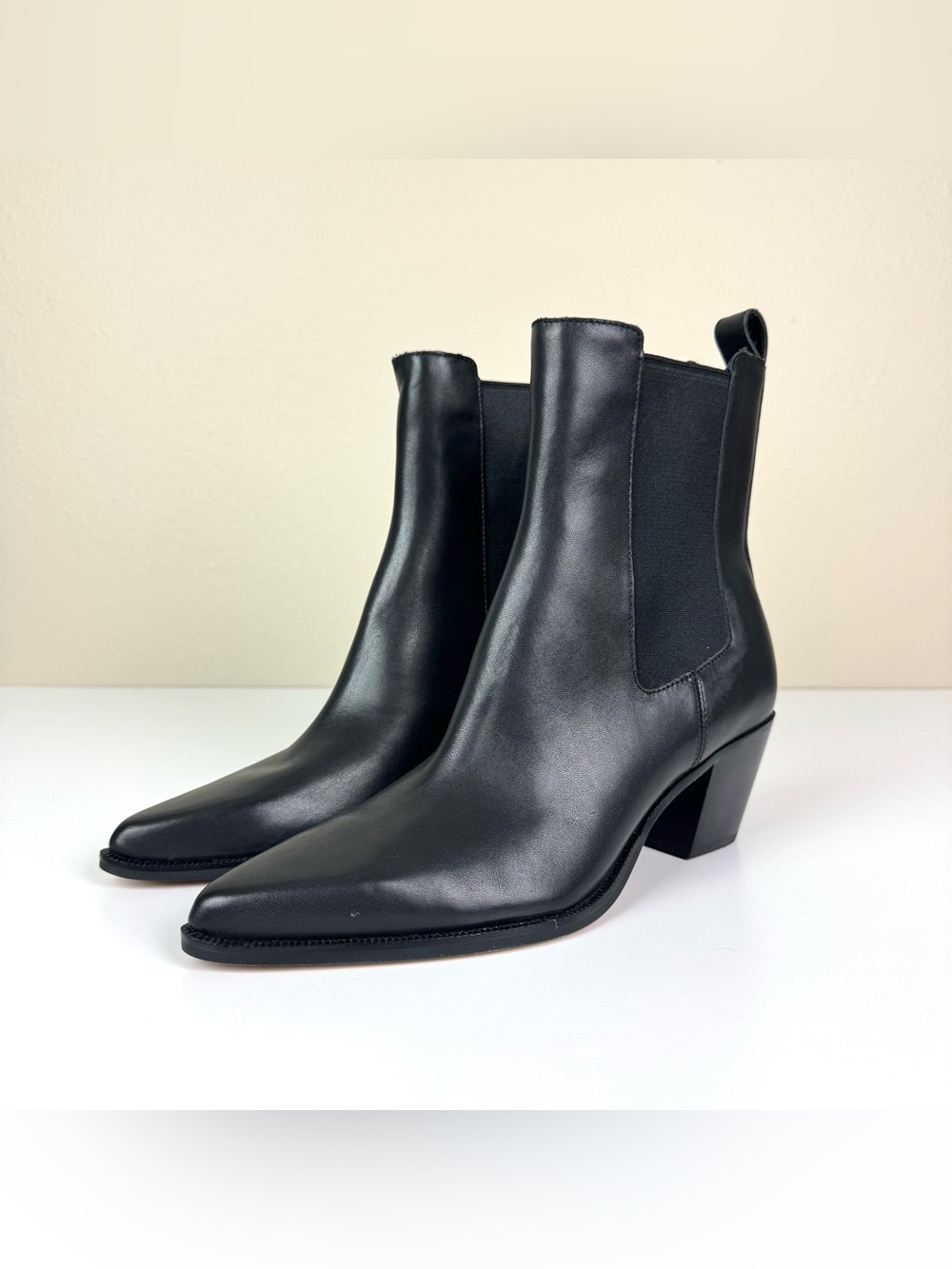 Dolce Vita Shadie H2O Black Leather Ankle Boots Western Sleek Minimalist Size 8 - Picture 7 of 11